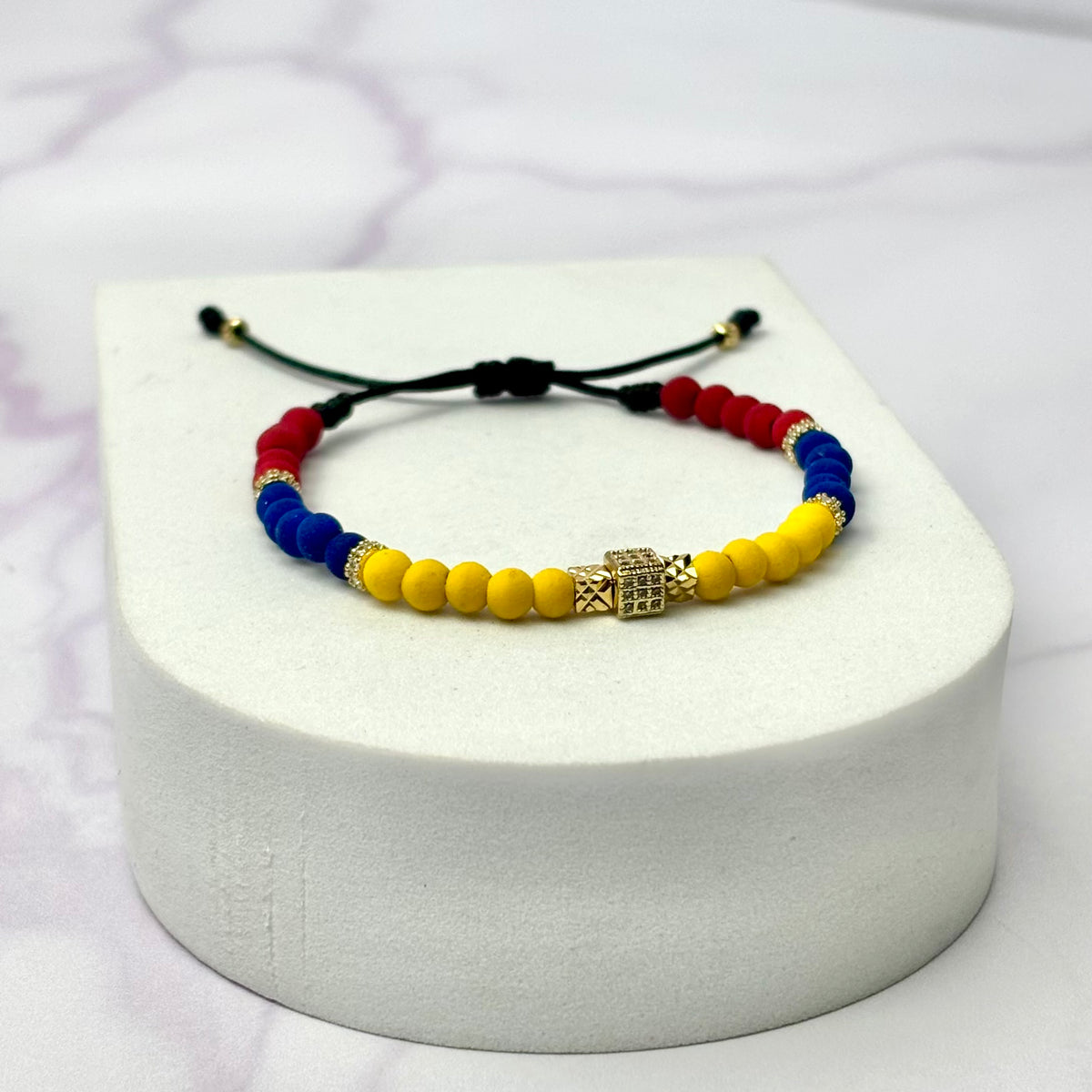 Pulsera Tricolor Full Balin Neopreno con Rondel Cristal y HRJ Nexus cristal Oro Laminado 18 K NG