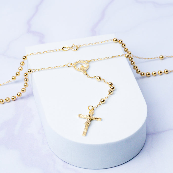Rosario Crucero Virgen circones Cristal Crucifijo Remarcado Balin 4mm 65cm