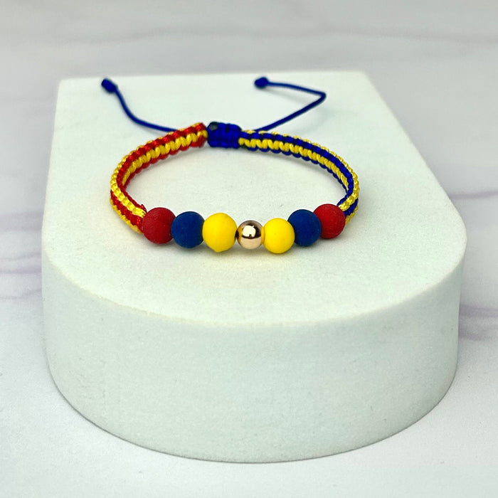 Pulsera Tricolor Balin Liso y Neopreno Liso Tejido Especial Oro Laminado 18 k AZ