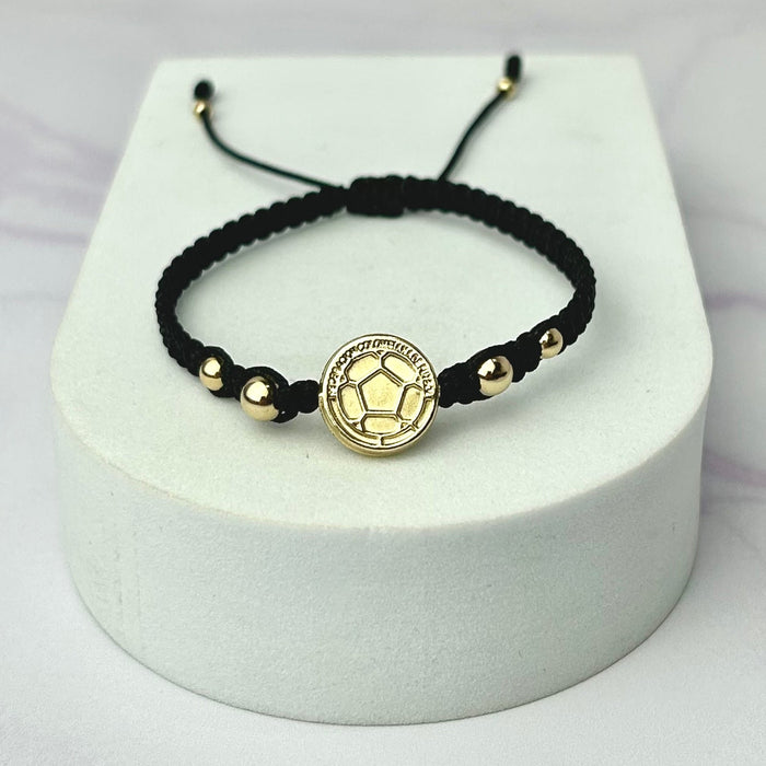 Pulsera Tejida Balin Liso Entrelazado con HRJ Selección Oro Laminado 18 k NG