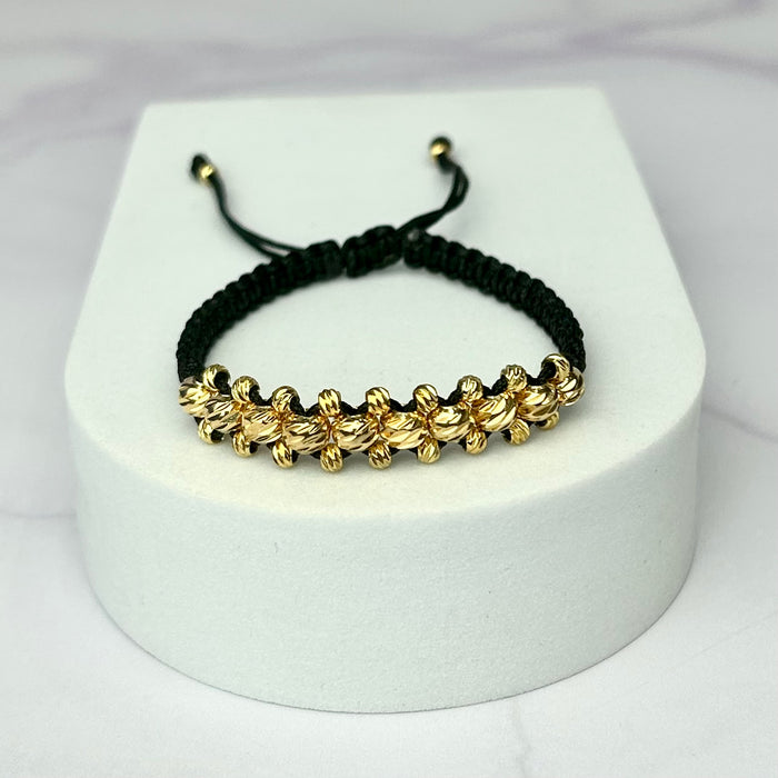 Pulsera Tejida Especial Tres Carriles Balin Italy Oro Laminado 18 k NG