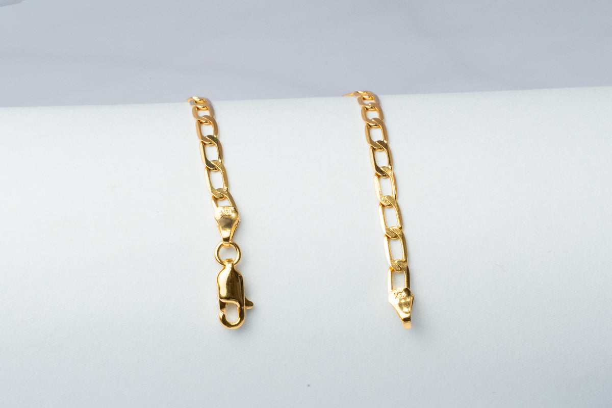Pulsera Tejido Cubana Plana Eslabón con un ancho de 3 mm y un largo de 20 cm