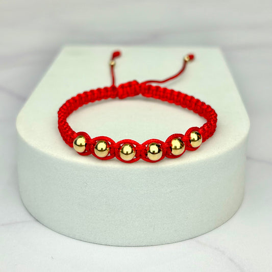 Pulsera Tejida Balin Liso Dorado Recubierto OR18K RJ