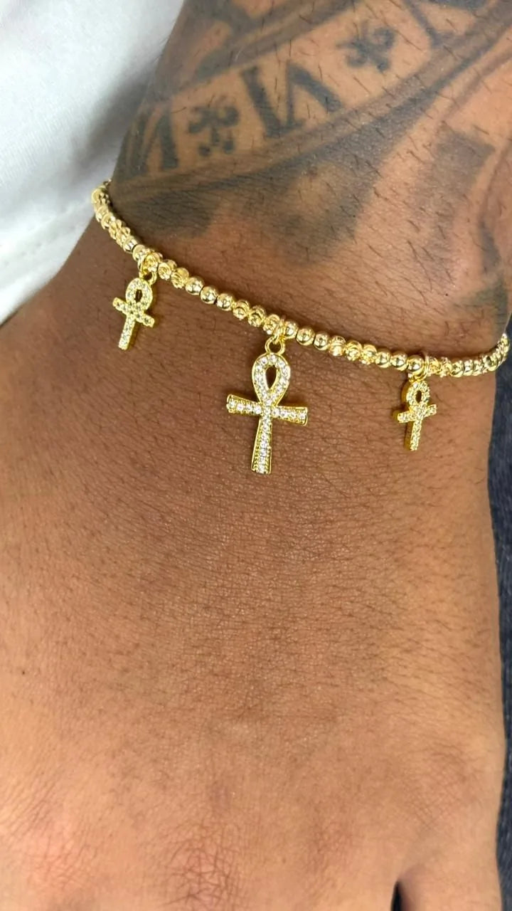 Dije Cruz Ankh circones cristal