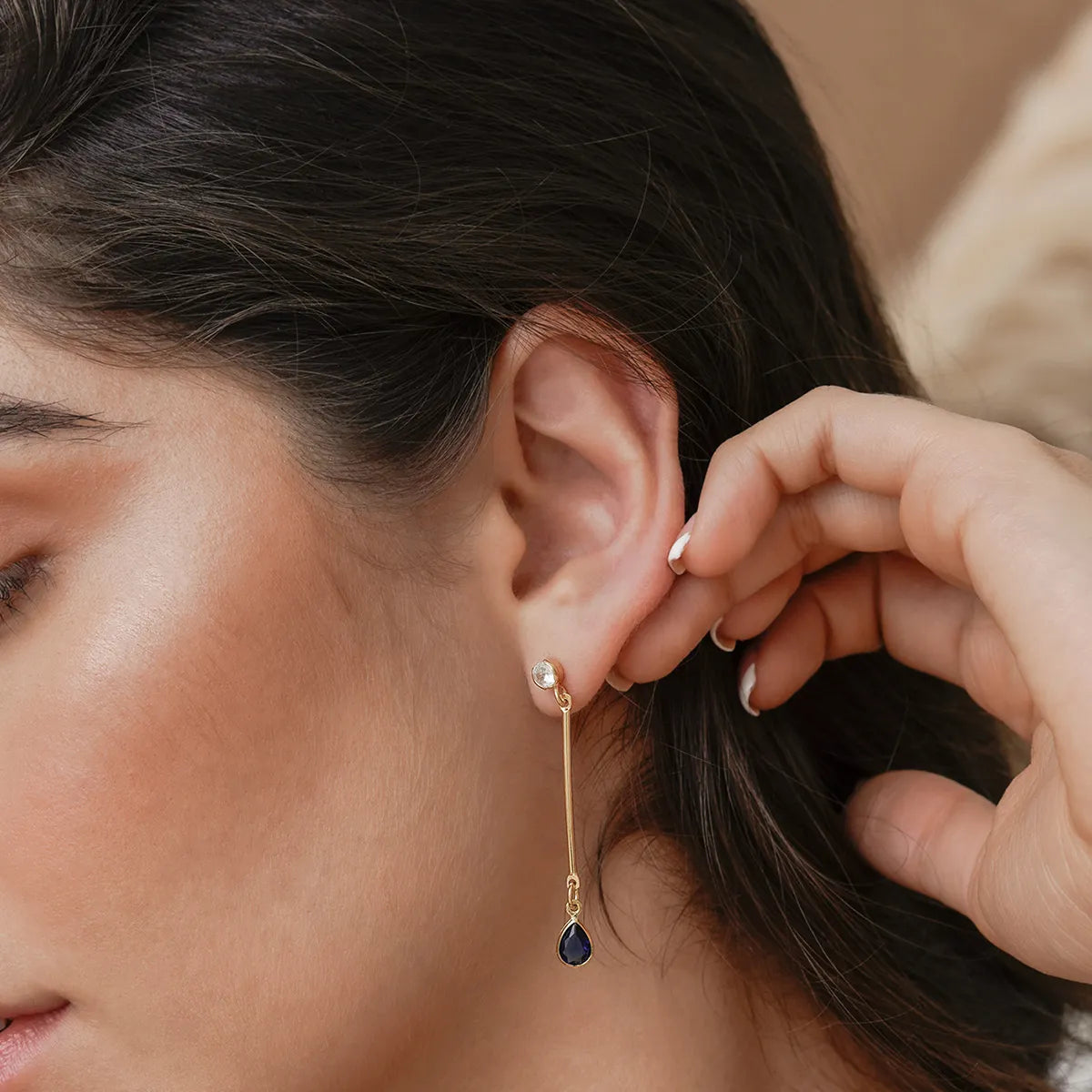 Arete Tipo Solitario L Circón Blue