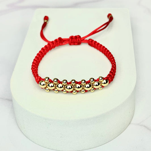 Pulsera Tejido Especial 3 carriles Balin Liso Oro Laminado 18 K RJ