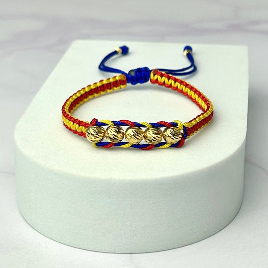 Pulsera Tricolor Balin Italy Tejido Especial Trenza Oro Laminado 18 K AZ
