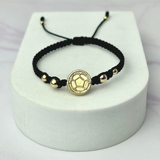 Pulsera Tejida Balin Liso Entrelazado con HRJ Selección Oro Laminado 18 k NG