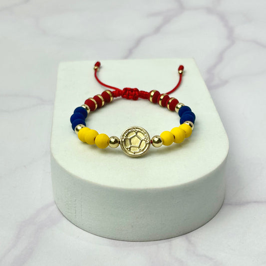Pulsera Tricolor Full Balin Liso, Neopreno Liso, Neo Especial 1 línea HRJ Balón Remarcado Oro Laminado 18 K RJ
