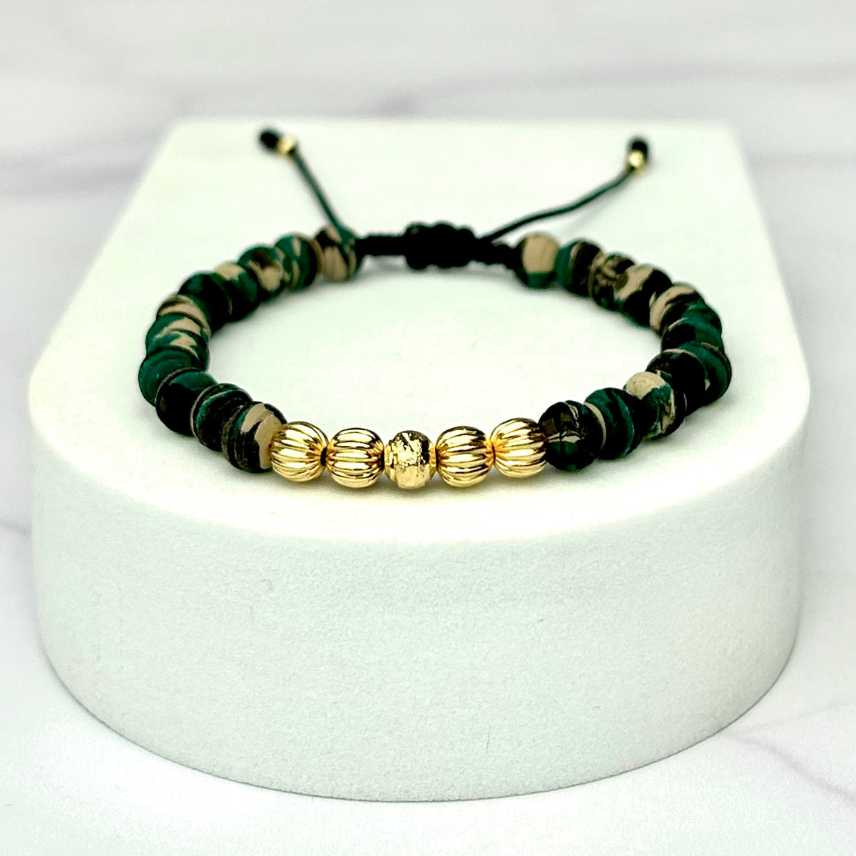 Pulsera Full Balin Camuflado Verde Neopreno Ranurado, Balin Frances, Diamantado OL 18K NG