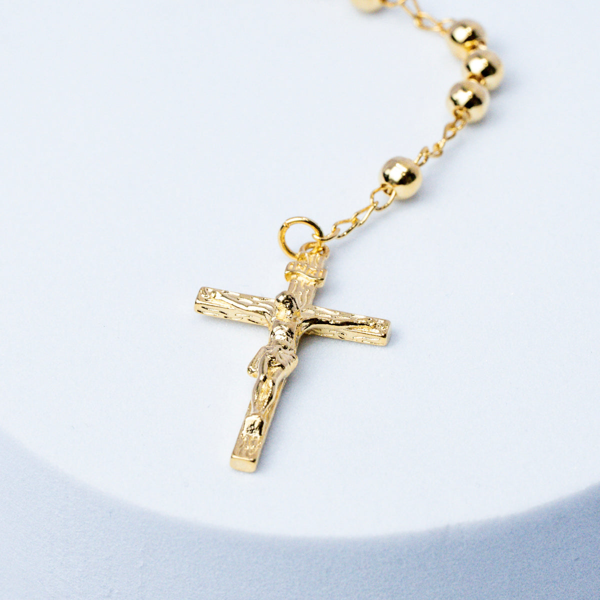 Rosario Crucero Virgen circones Cristal Crucifijo Remarcado Balin 4mm 65cm