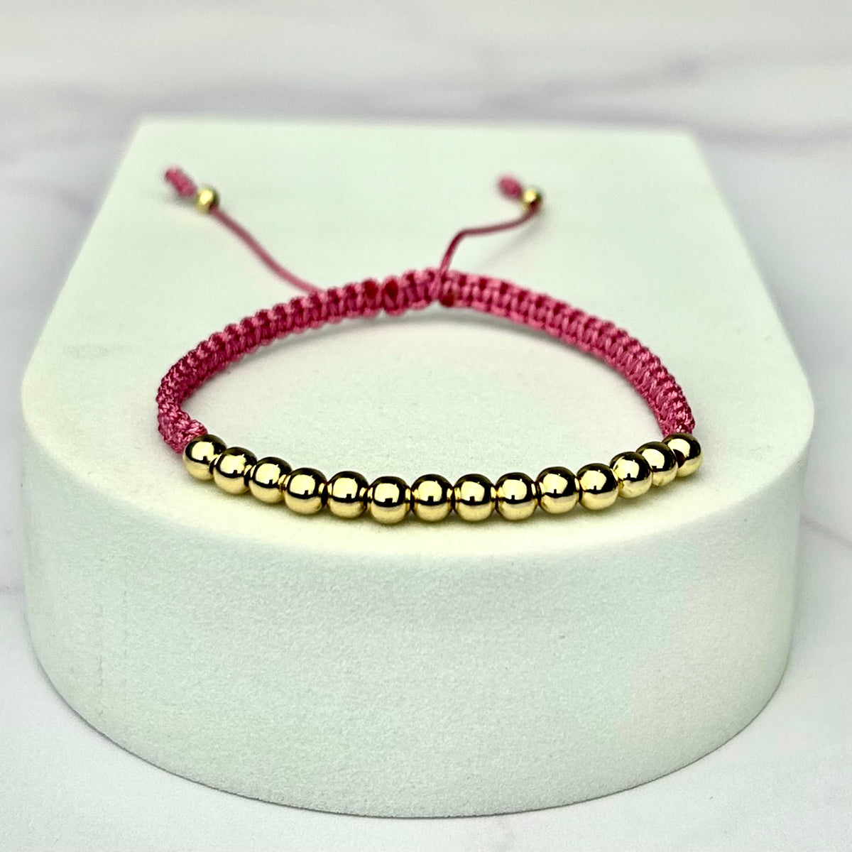 Pulsera Tejida Balín Liso Palo de Rosa