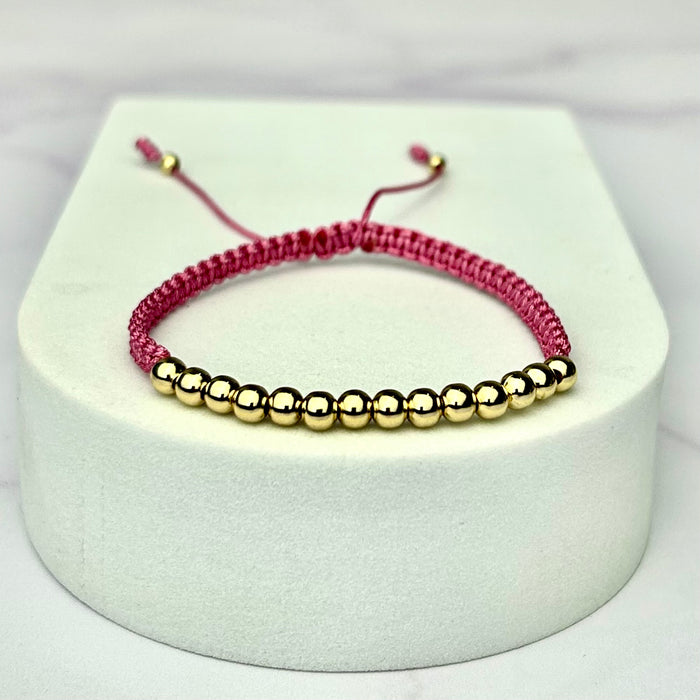 Pulsera Tejida Balín Liso Palo de Rosa