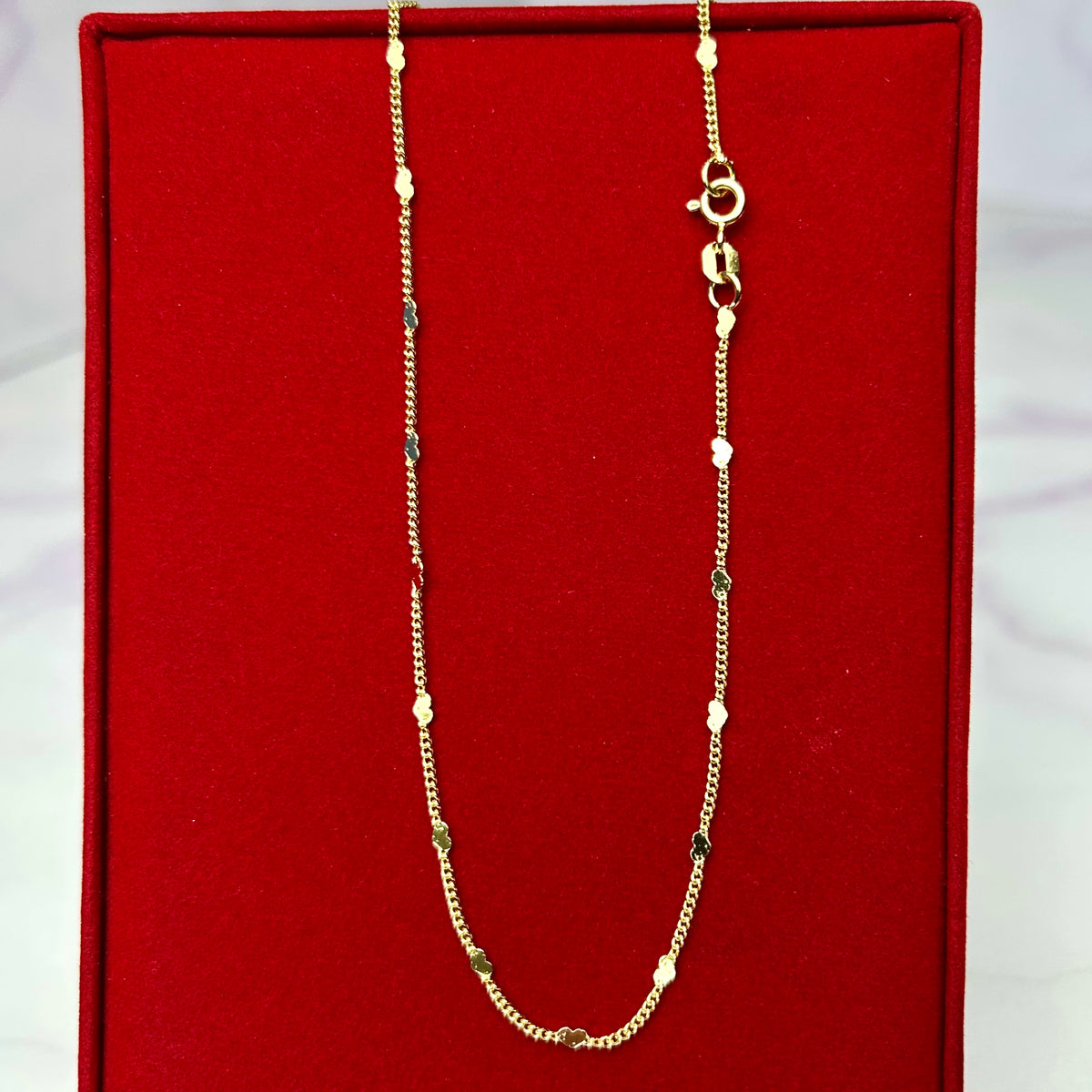 Cadena Tejido Cubana Corazón 1.5mm 45cm