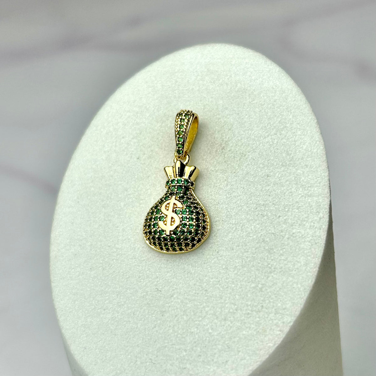 Dije Bolsa de Dinero Circones Verdes 18 mm x 12 mm