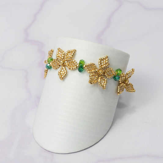 Pulsera Miyuki Orquidea Dorada Balin Italy
