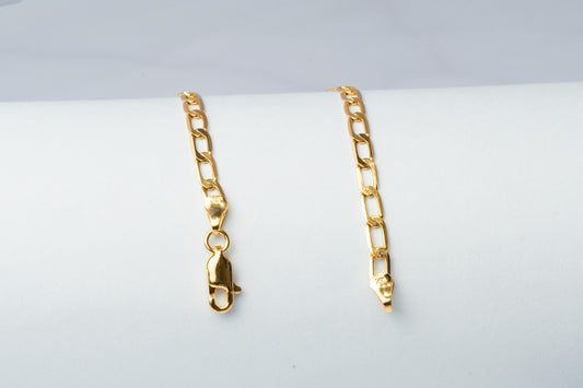 Pulsera Tejido Cubana Plana Eslabón con un ancho de 3 mm y un largo de 20 cm